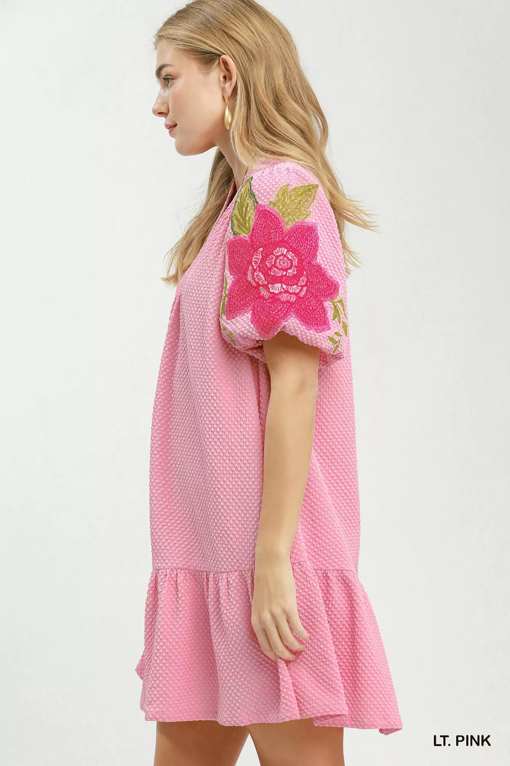 Umgee Floral Embroidered Textured Jacquard Dress - Trendsi | Lola Mariee
