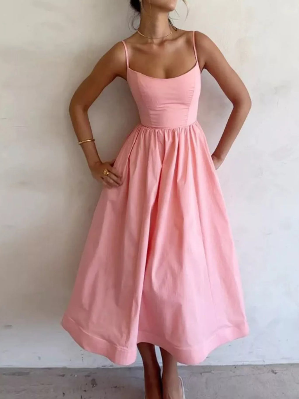 Adjustable Strap Scoop Neck Midi Dress - Trendsi | Lola Mariee