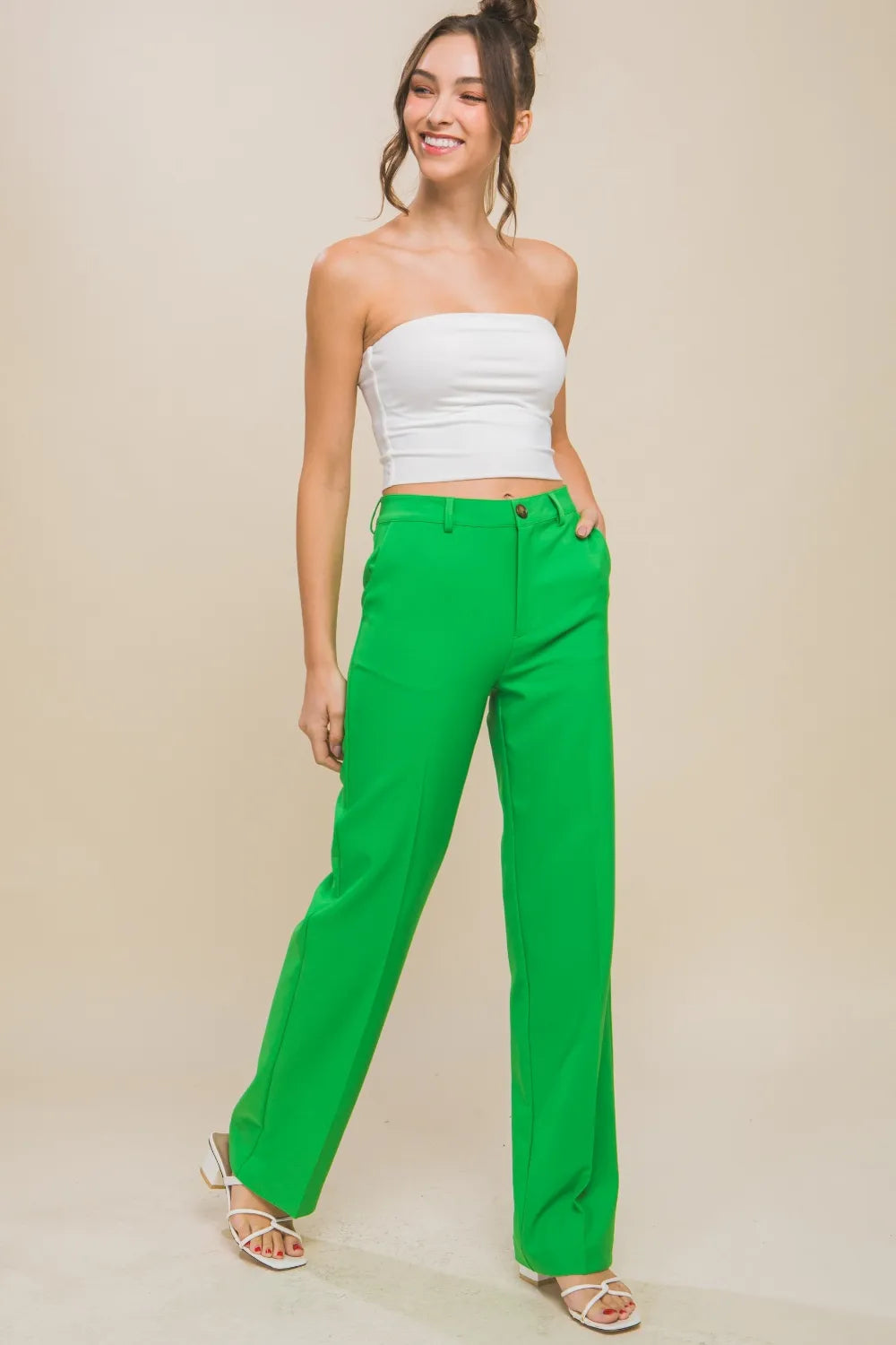 Love Tree High Waist Straight Pants - women's bottoms at Lola Mariee boutique