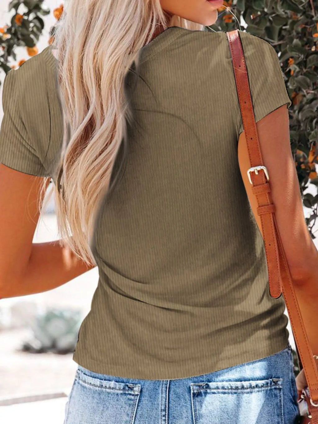 Full Size Casual V-Neck Button Detail T-Shirt Plus Size - Trendsi | Lola Mariee
