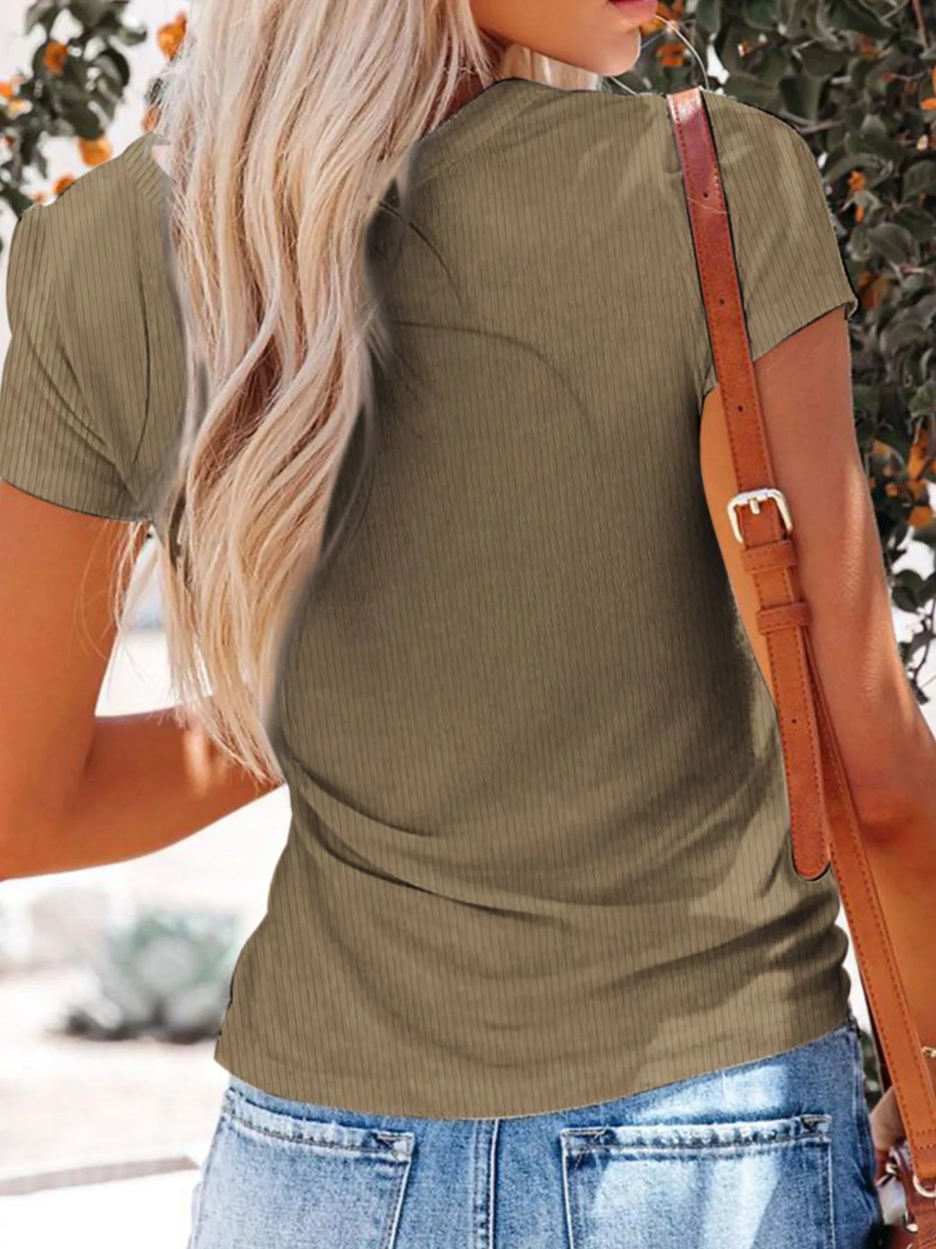 Full Size Casual V-Neck Button Detail T-Shirt Plus Size - Trendsi | Lola Mariee