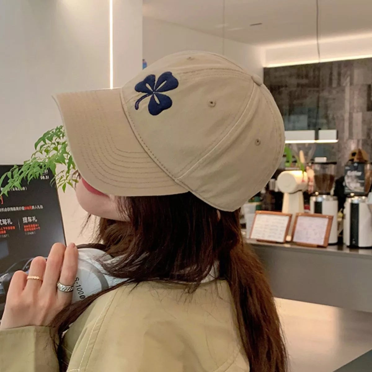 Clover Embroidered Baseball Cap – view 4 | Lola Mariee