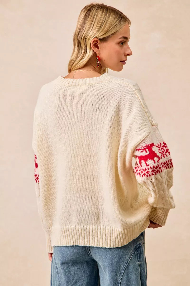 BiBi Christmas Theme Patterned Cable Knit Sweater - Trendsi | Lola Mariee