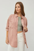 RISEN Full Size Button Up Long Sleeve Denim Shirt - LOLA MARIEE | Lola Mariee