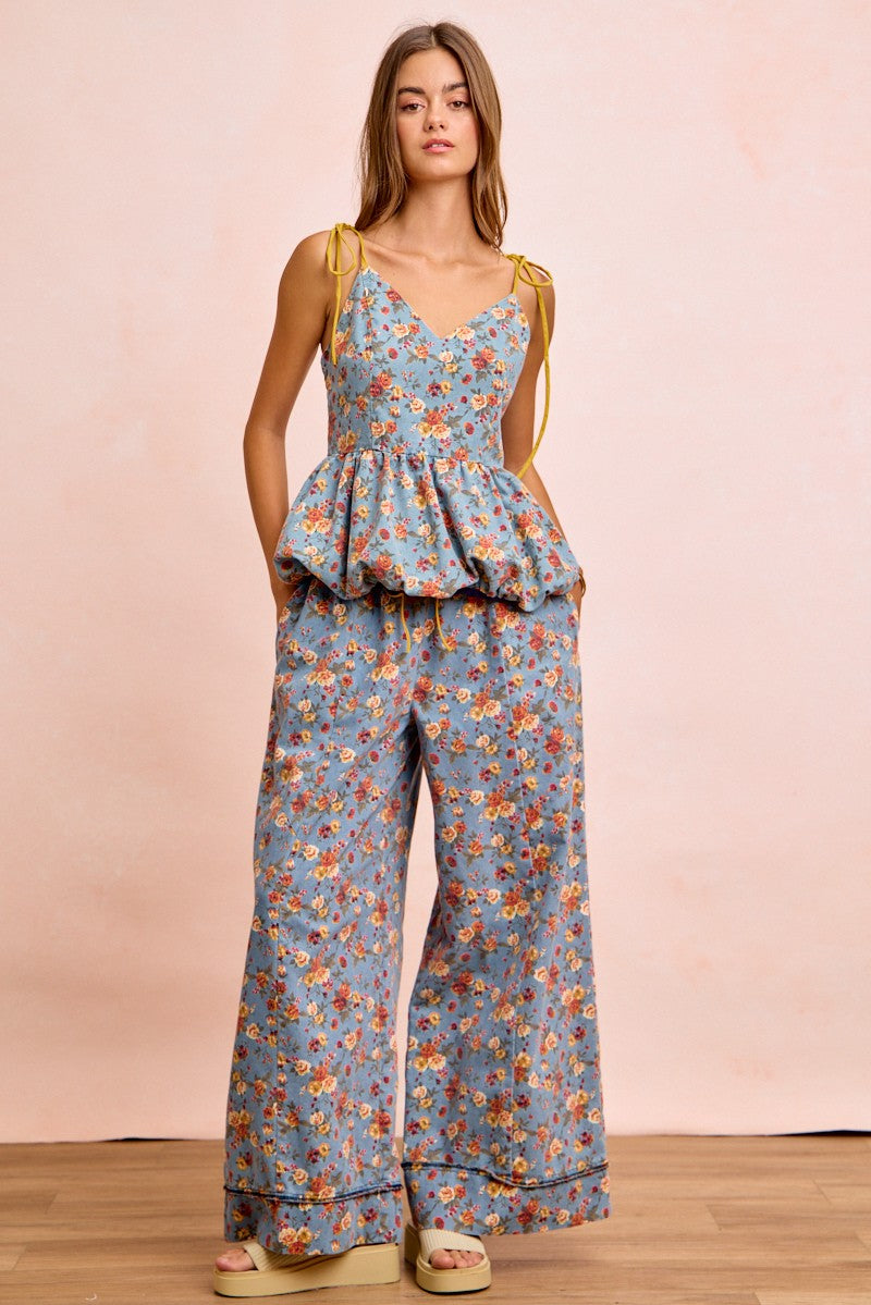 BiBi Floral Printed Drawstring Wide Pants - Trendsi | Lola Mariee