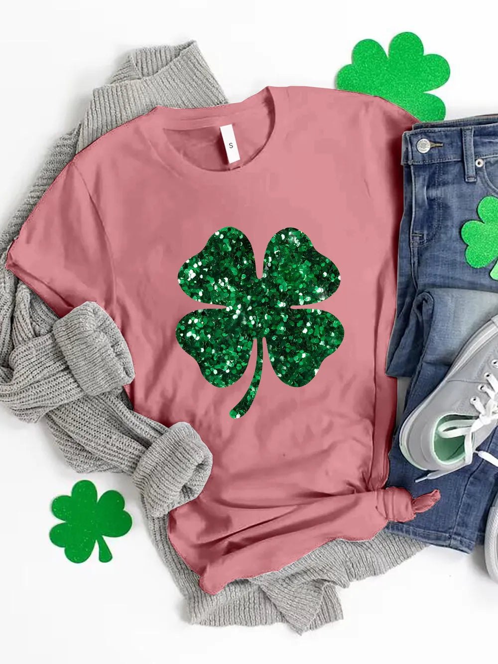 Lucky Clover Round Neck T-Shirt – view 4 | Lola Mariee
