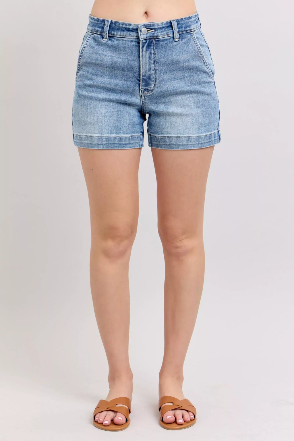 Judy Blue Mid Rise Denim Shorts - women's bottoms at Lola Mariee boutique