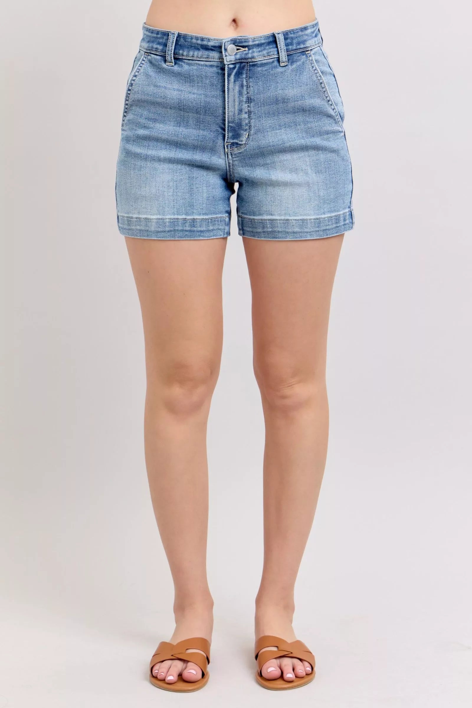 Judy Blue Mid Rise Denim Shorts - women's bottoms at Lola Mariee boutique