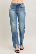 Judy Blue Full Size High Waist Vintage Wash Front Seam & Slit Straight Plus Size - women's fashion at Lola Mariee boutique