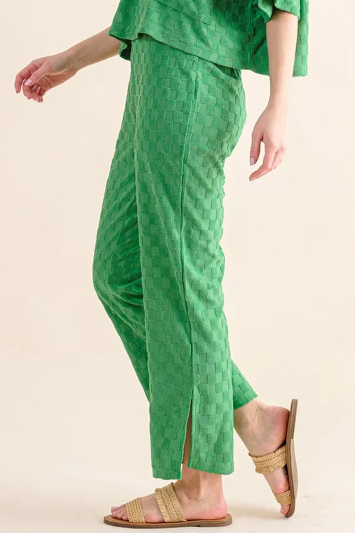 And The Why Brushed Texture Checker Board Pattern Casual Pants – view 2 | Lola Mariee