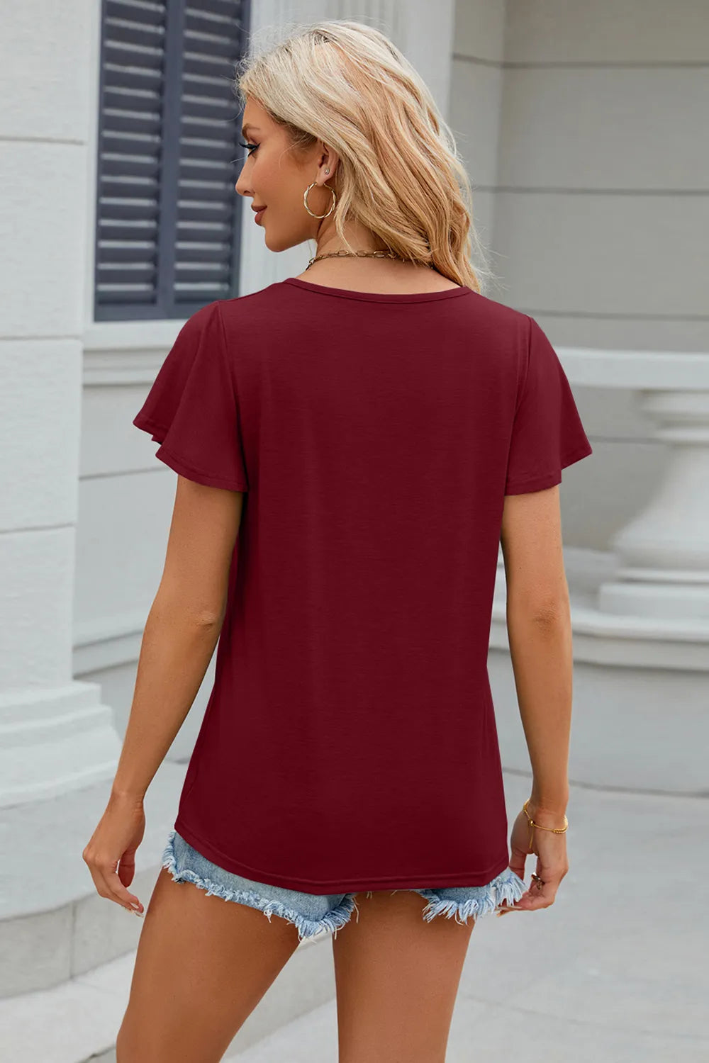 V-Neck Short Sleeve T-Shirt - Trendsi | Lola Mariee