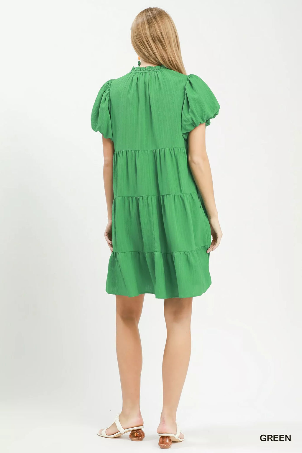 Umgee Puff Sleeve Tiered Babydoll Dress - Trendsi | Lola Mariee
