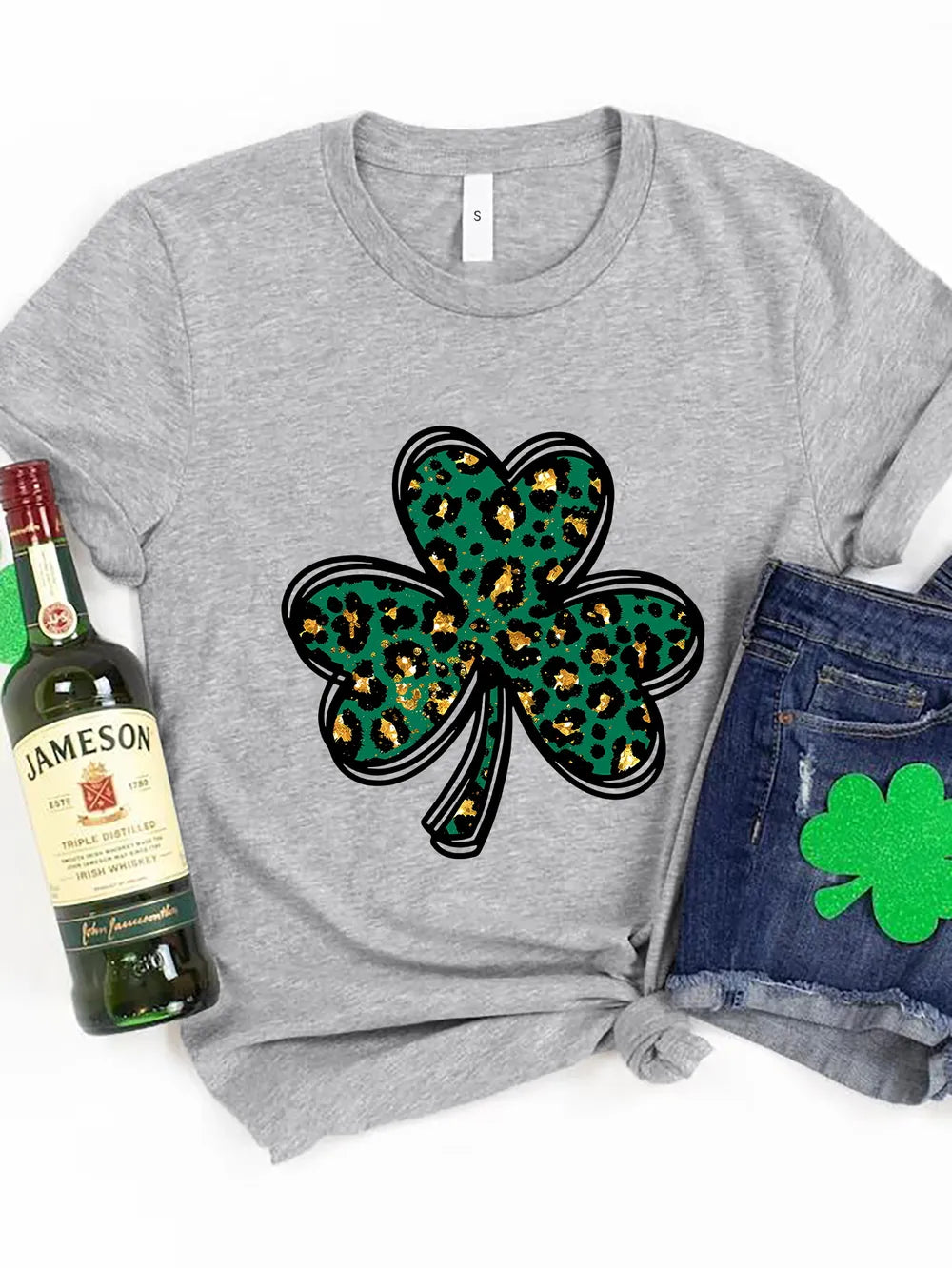 Lucky Clover Round Neck Short Sleeve T-Shirt – view 4 | Lola Mariee