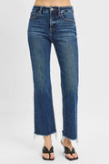 RISEN Full Size Tummy Control High Rise Crop Straight Raw Cut Hem Jeans Plus Size - women's top at Lola Mariee boutique