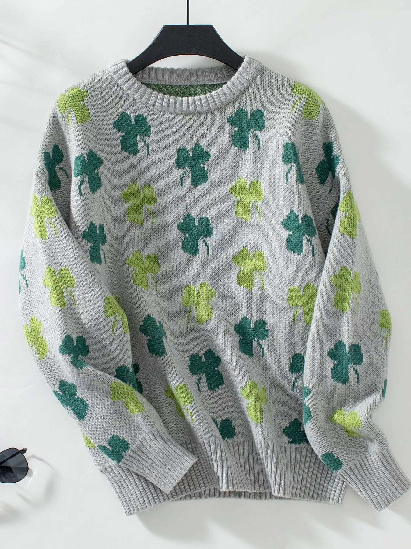 Clover Round Neck Long Sleeve Sweater – view 8 | Lola Mariee
