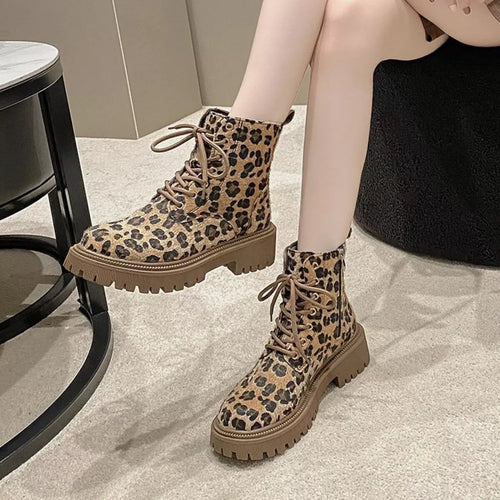 Animal Print Lace-Up Ankle Boots – view 2 | Lola Mariee