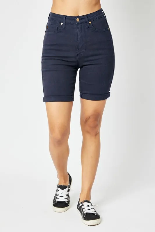 Judy Blue Full Size High Waist Tummy Control Bermuda Shorts - women's bottoms at Lola Mariee boutique