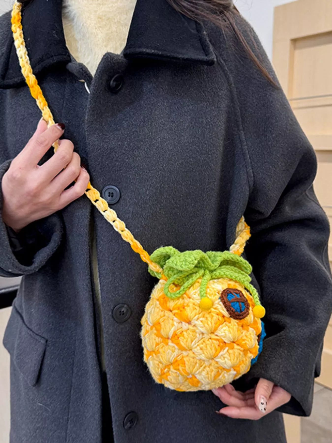 Pineapple Shaped Knitted Crossbody Bag – view 9 | Lola Mariee