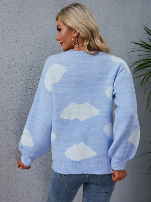 Angel Wings Color Block Round Neck Dropped Shoulder Sweater | Lola Mariee