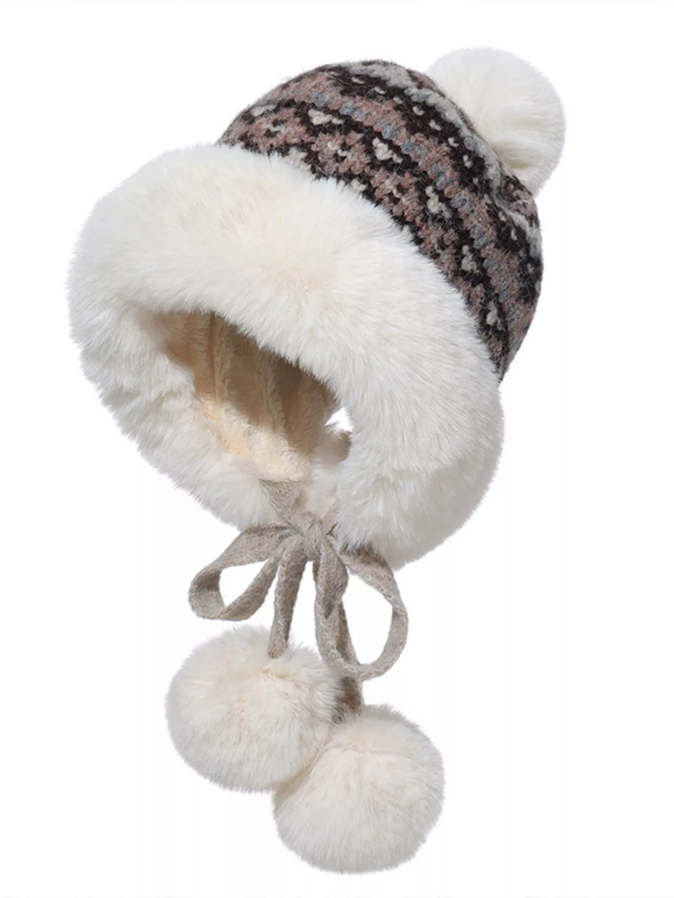 Warm Knitted Pom Pom Hat – view 2 | Lola Mariee