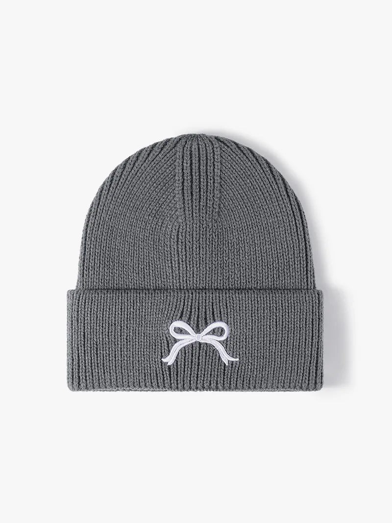 Embroidered Bow Knit Hat – view 4 | Lola Mariee