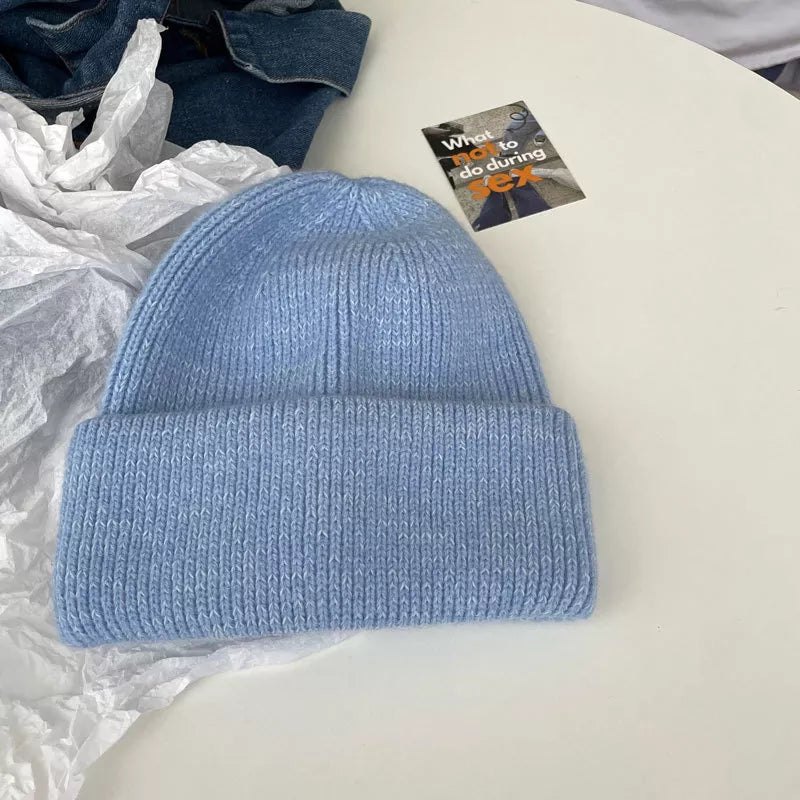 Warm Knitted Cuffed Beanie Hat – view 5 | Lola Mariee