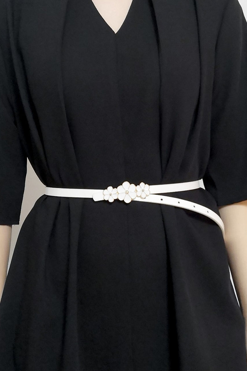 Flower Decor Skinny PU Belt | Lola Mariee