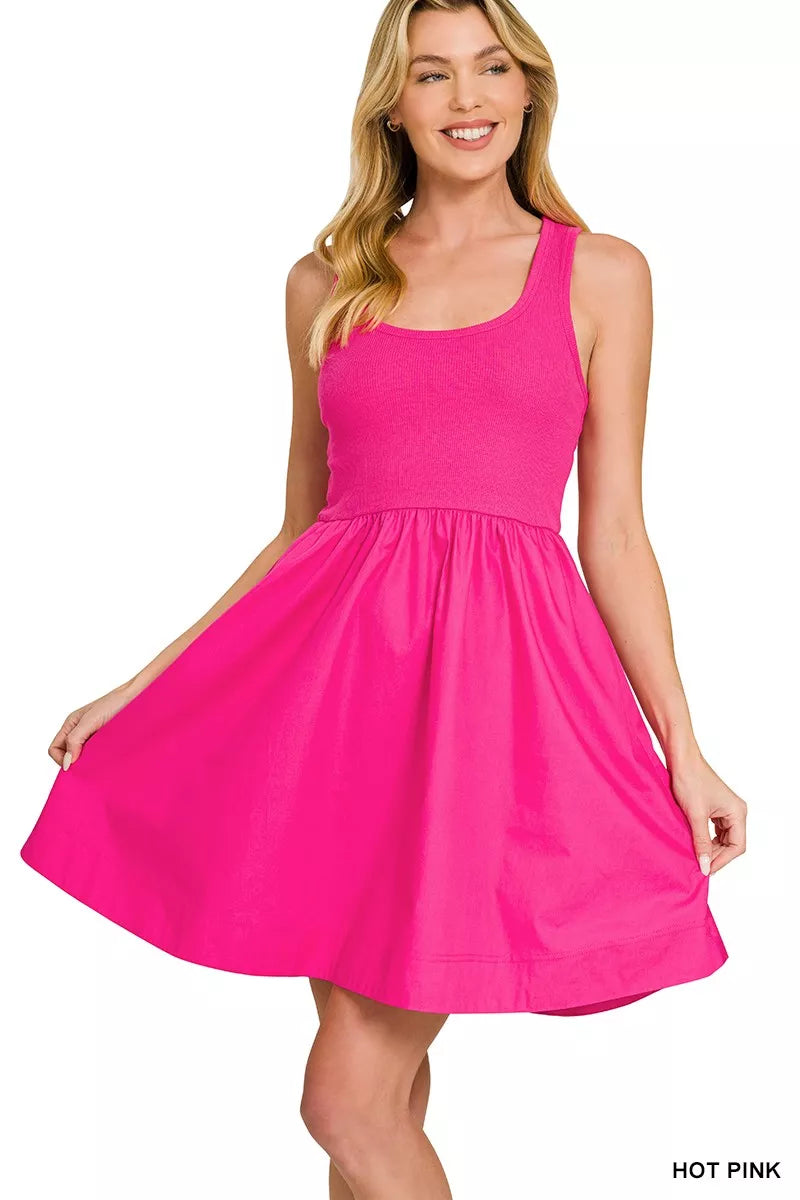 Zenana Combined Knit & Woven Midi Dress - women's dress at Lola Mariee boutique
