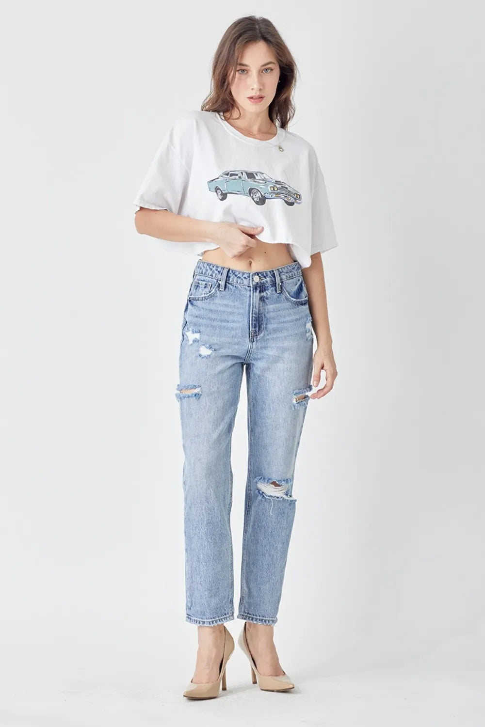 RISEN Distressed Slim Cropped Jeans - LOLA MARIEE | Lola Mariee