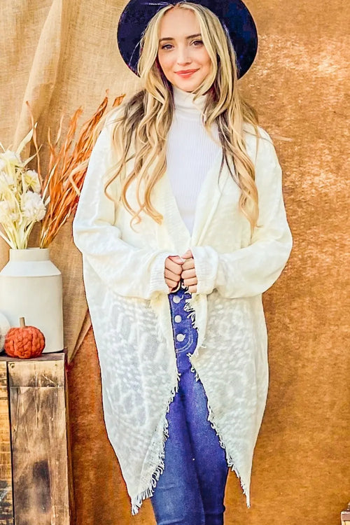 And The Why Textured Knit Fringe Hem Cardigan | Lola Mariee