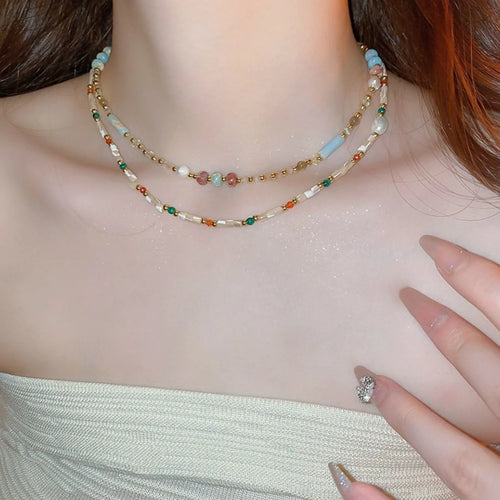 Alloy Pearl Beaded Necklace | Lola Mariee