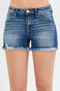 RISEN Full Size Low Rise Frayed Denim Shorts Plus Size - women's bottoms at Lola Mariee boutique