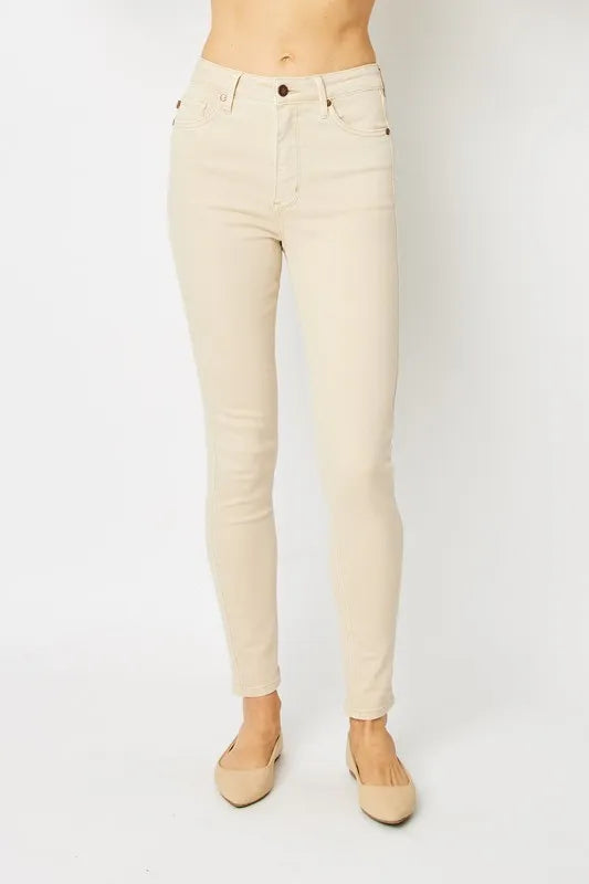 Judy Blue Full Size Garment Dyed Tummy Control Skinny Jeans - women's bottoms at Lola Mariee boutique