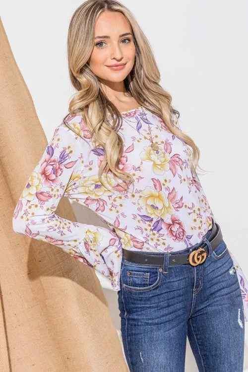 And The Why Floral Printed Bell Sleeve Casual Top – view 2 | Lola Mariee