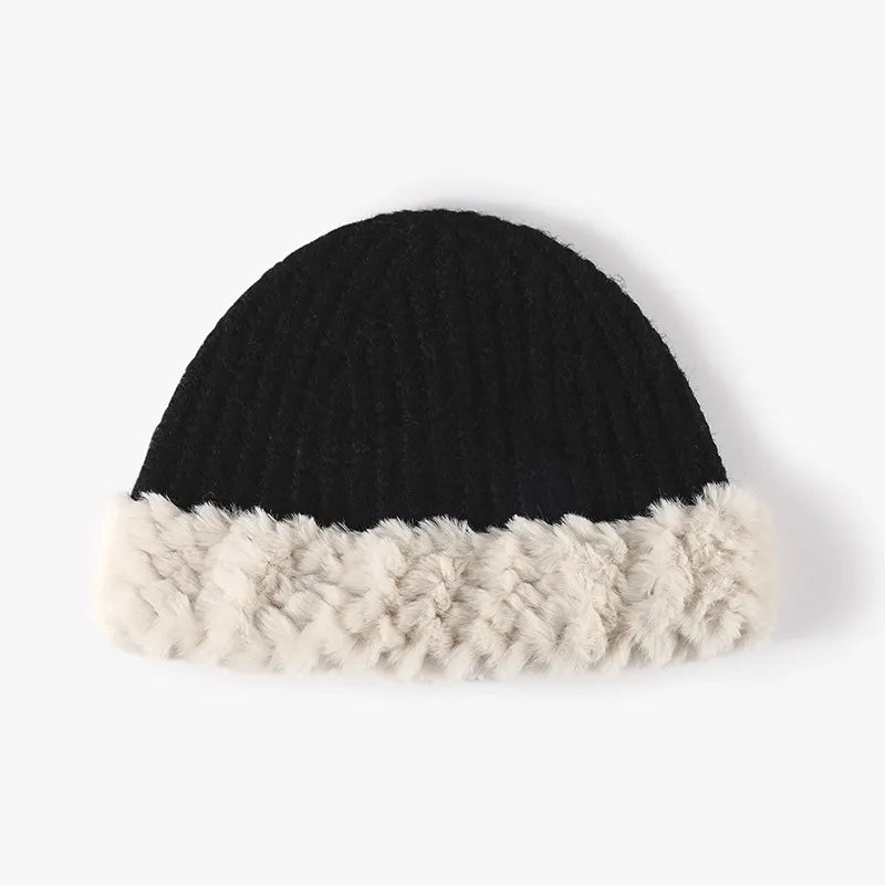 Fuzzy Hem Knit Hat – view 5 | Lola Mariee