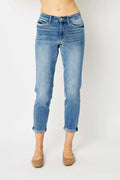 Judy Blue Full Size Cuffed Hem Slim Jeans - women's bottoms at Lola Mariee boutique