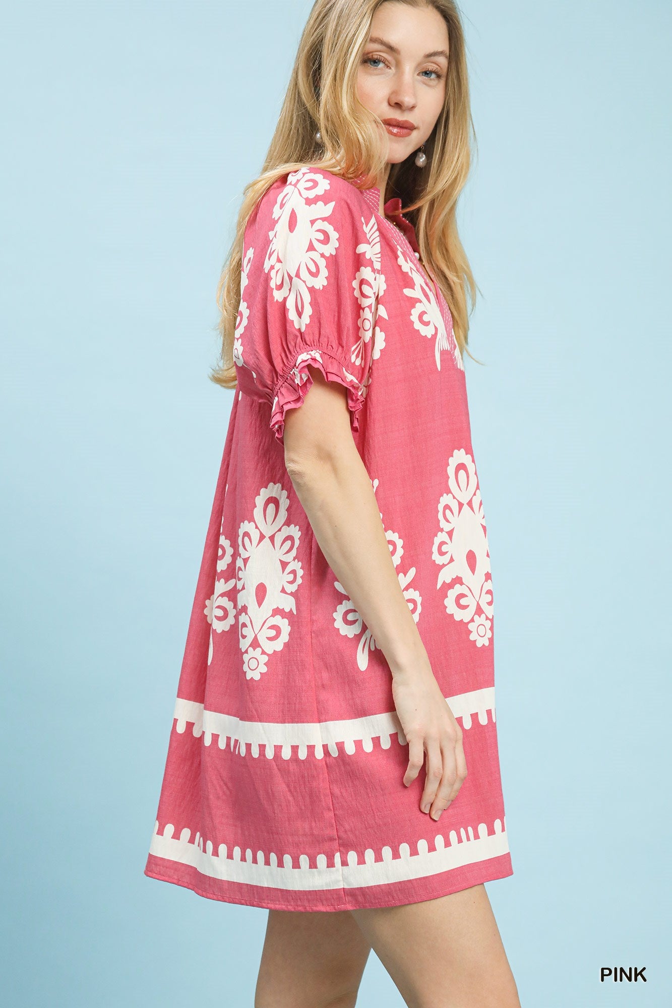 Umgee Two Tone Border Print Mini Dress - Trendsi | Lola Mariee