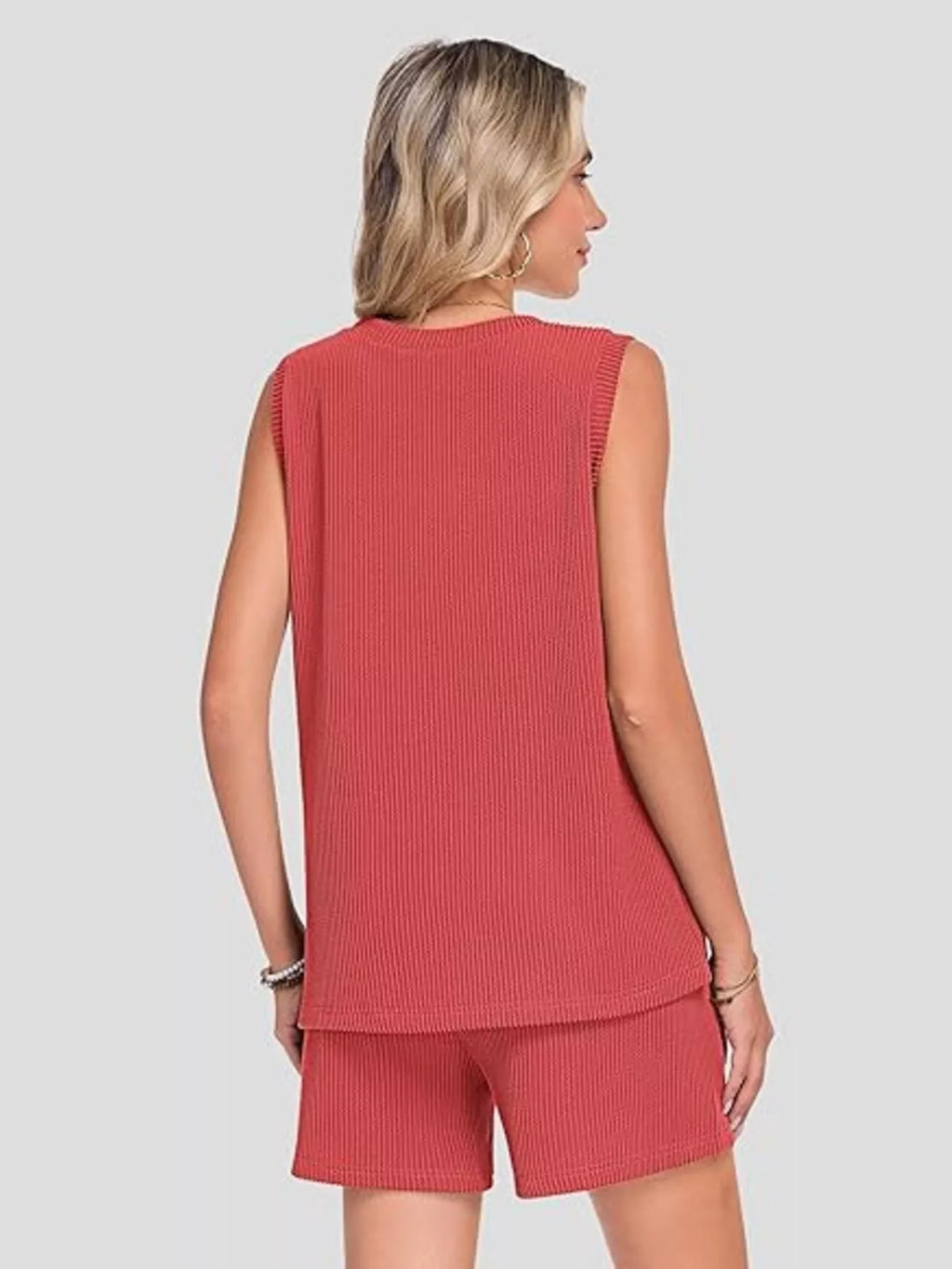 Casual Ribbed Knit Sleeveless Top and Shorts Set - Trendsi | Lola Mariee
