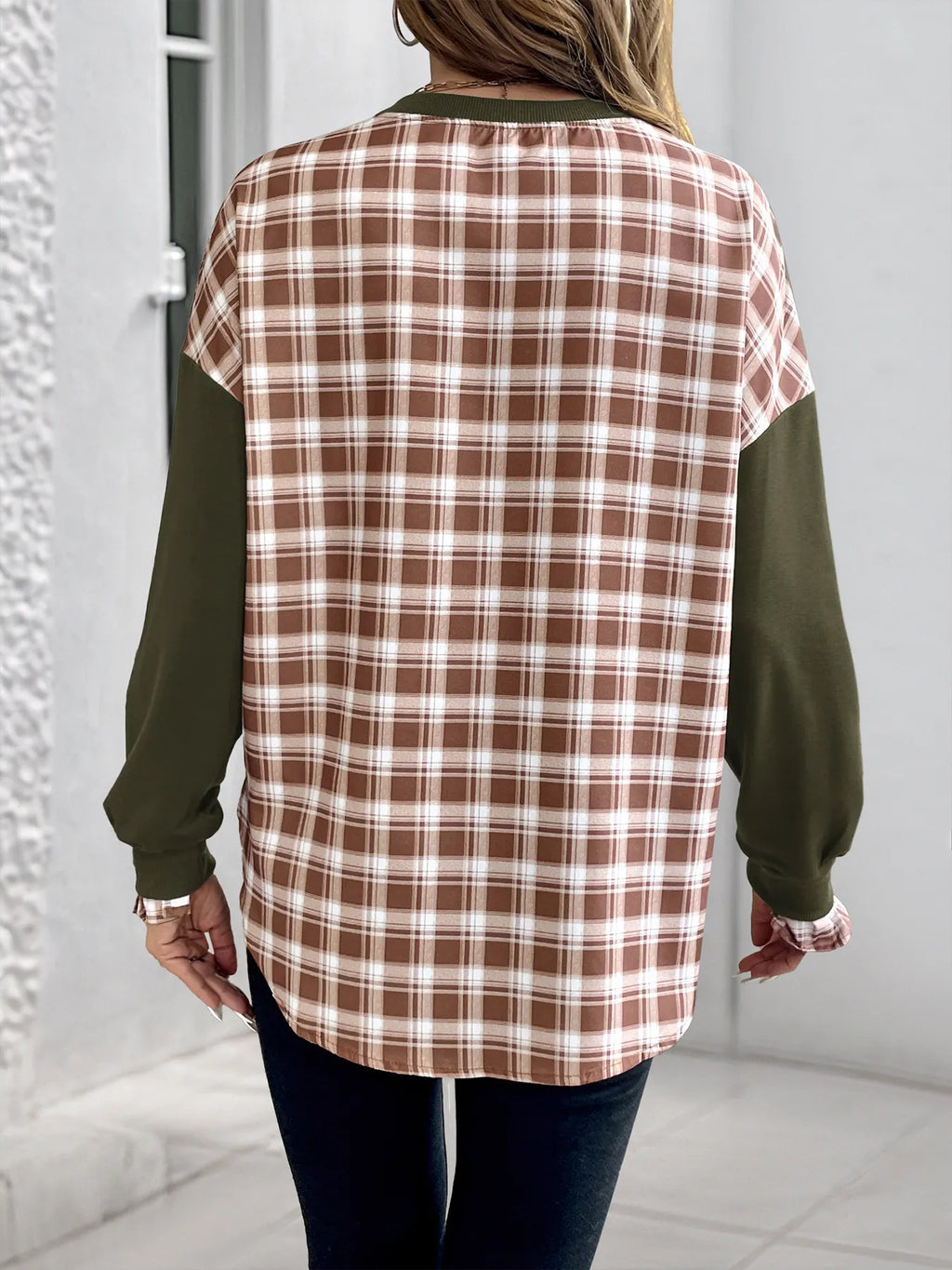 Plaid Long Sleeve Sweatshirt - Trendsi | Lola Mariee
