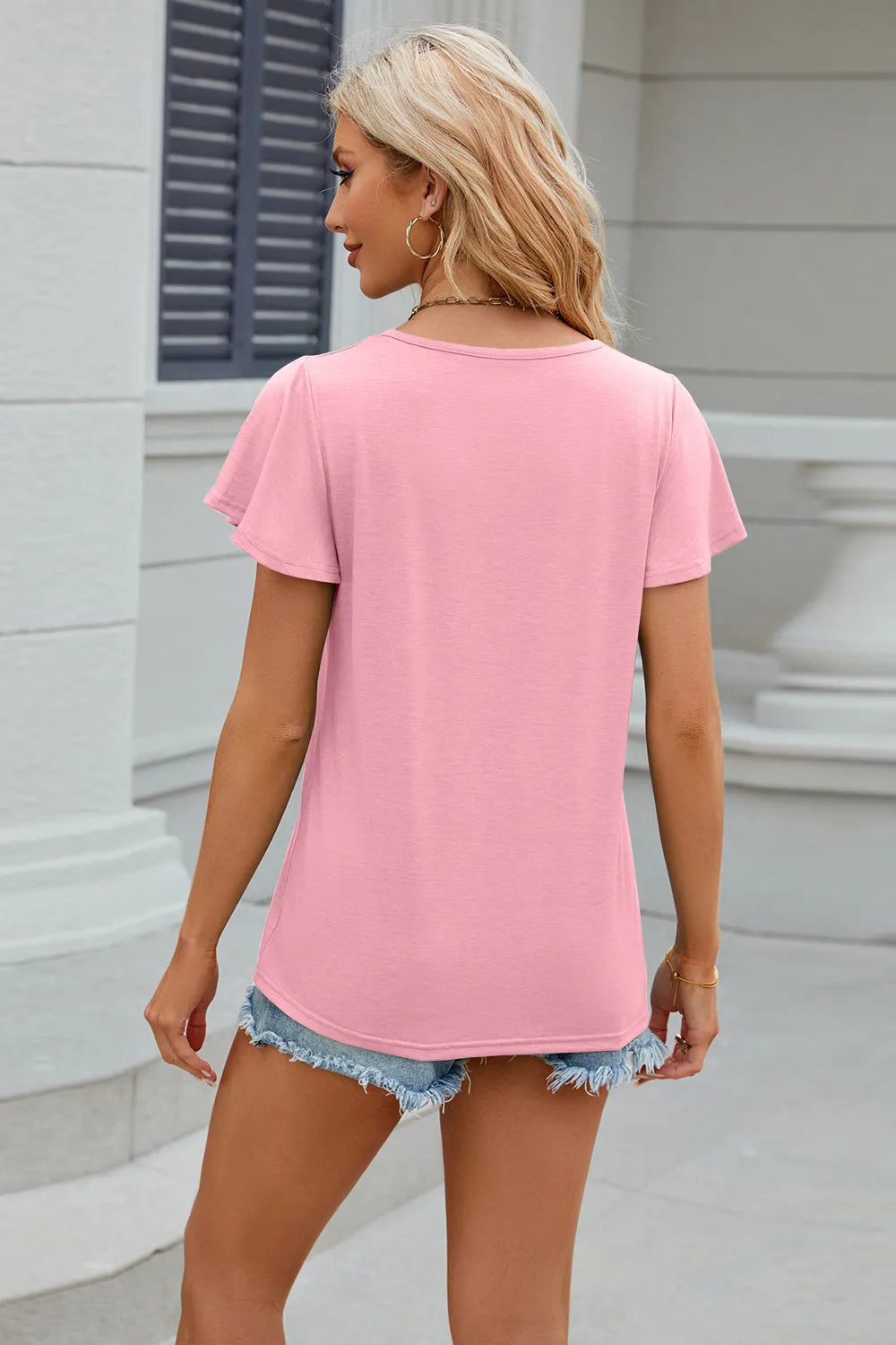 V-Neck Short Sleeve T-Shirt - Trendsi | Lola Mariee