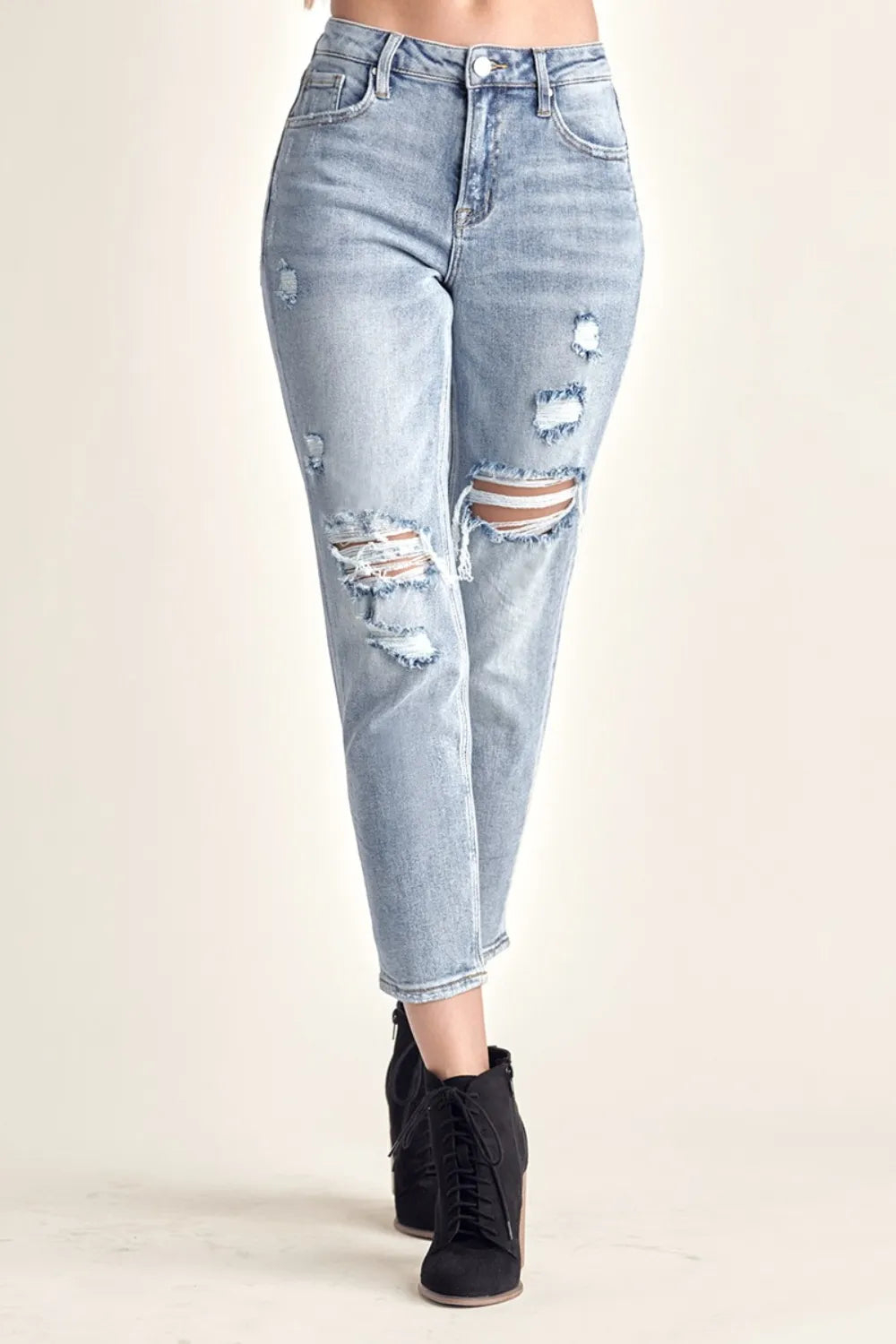 RISEN Distressed Slim Cropped Jeans - LOLA MARIEE | Lola Mariee