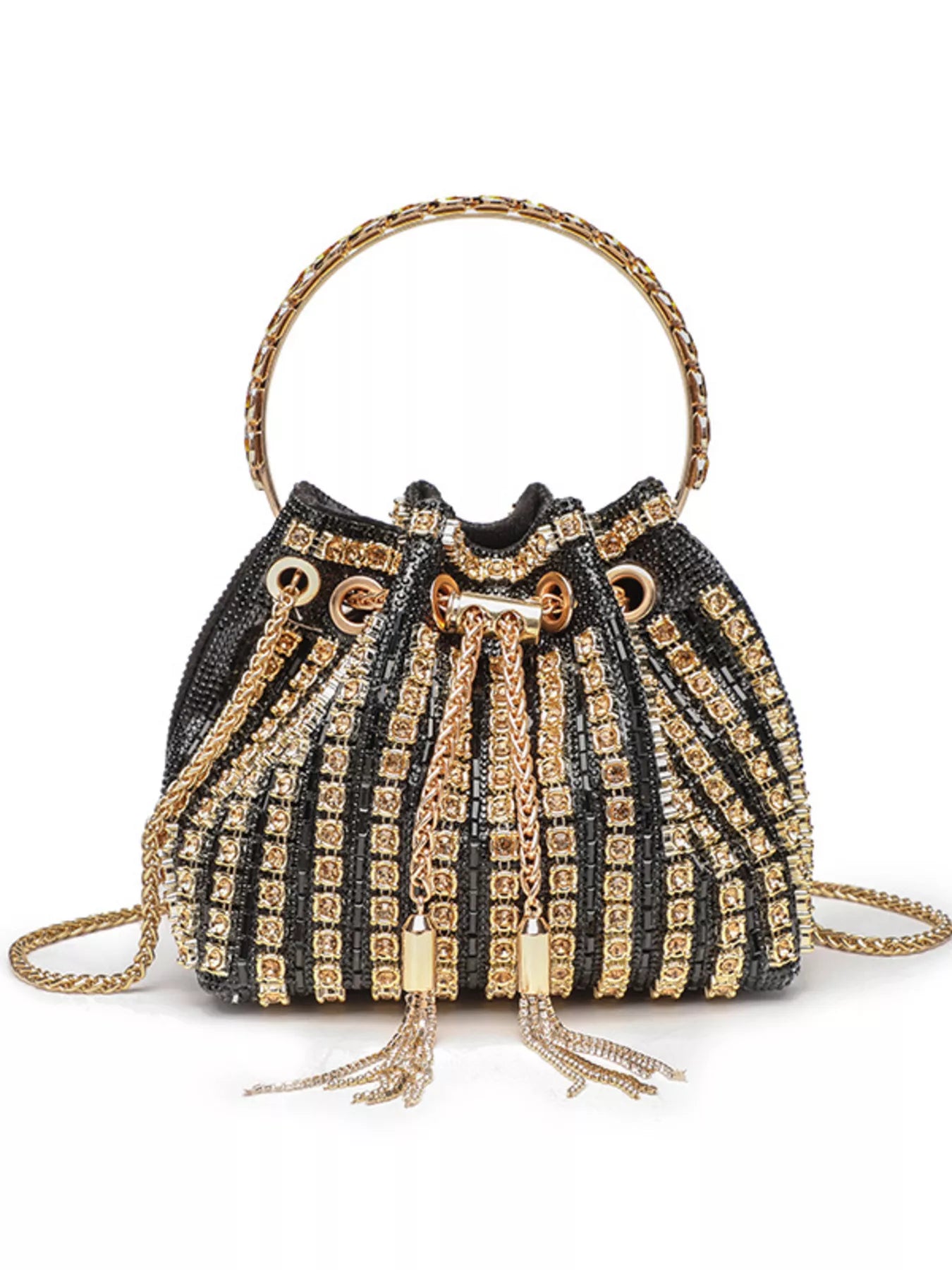 Rhinestone Embellished Bucket Crossbody Bag - Trendsi | Lola Mariee