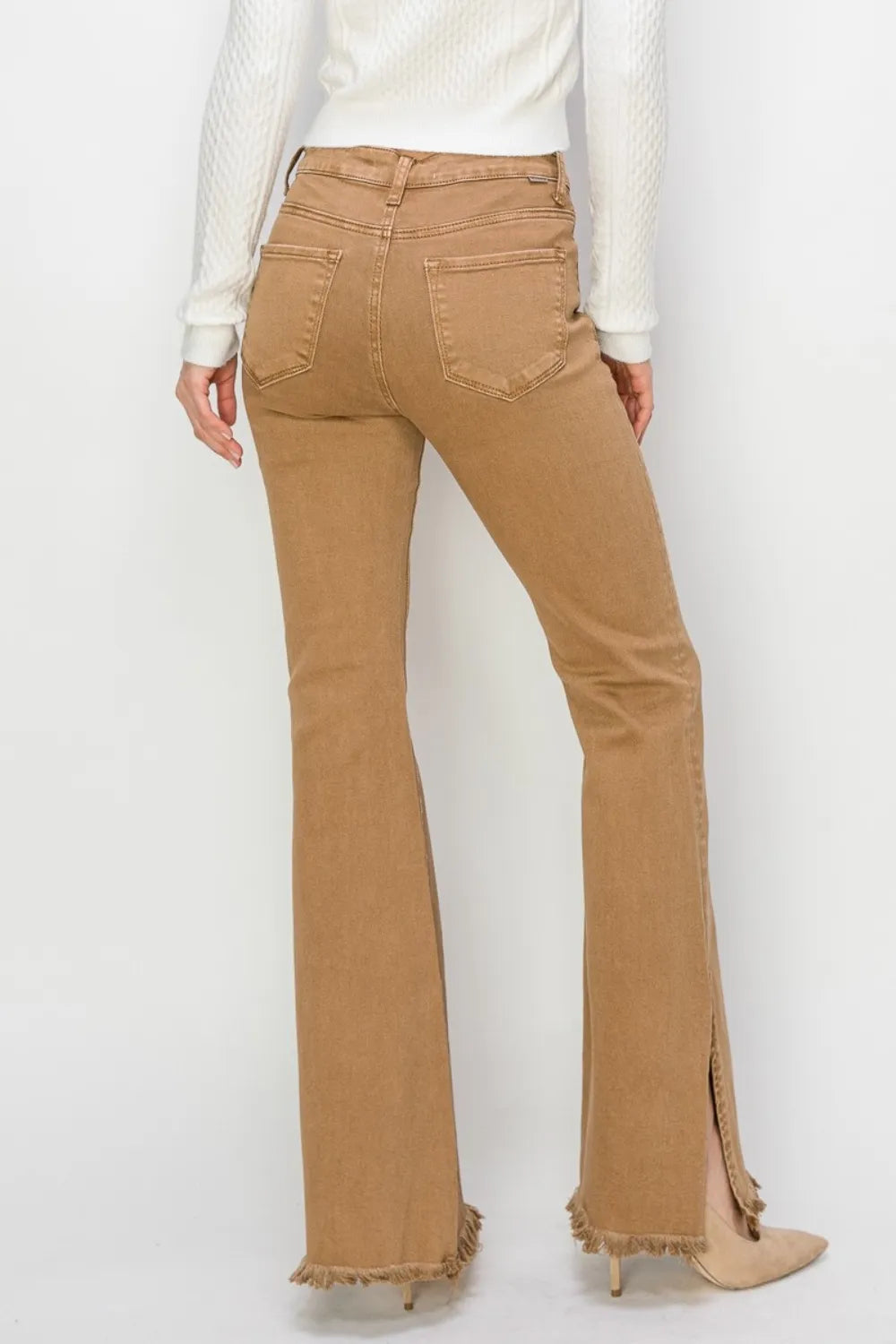 RISEN Bailey Full Size High Waist Side Slit Flare Jeans - LOLA MARIEE | Lola Mariee