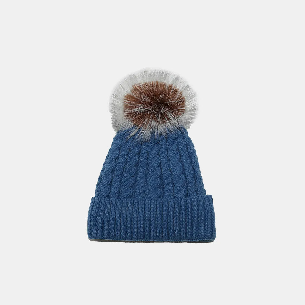 Cable Knit Winter Hat with Pompom – view 4 | Lola Mariee