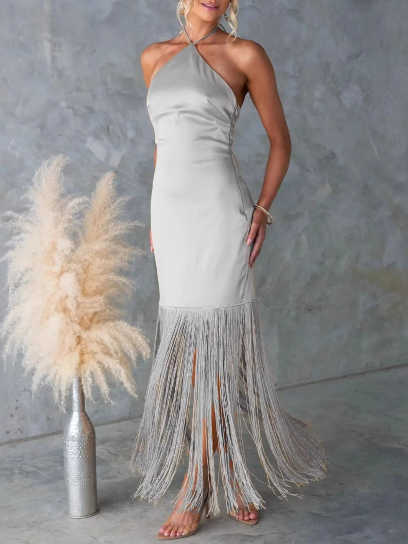 Fringe Halter Neck Dress – view 10 | Lola Mariee