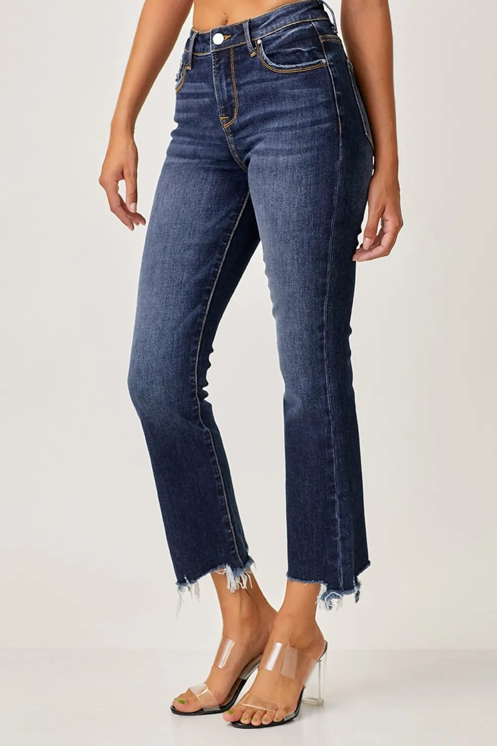 Risen Full Size Frayed Hem Cropped Straight Jeans - LOLA MARIEE | Lola Mariee