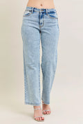 Judy Blue Full Size High Waist Stone Wash Straight Jeans Plus Size - women's bottoms at Lola Mariee boutique