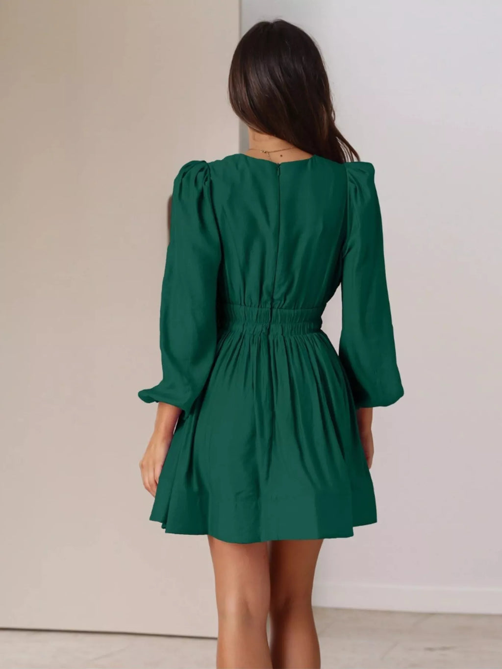 V-Neck Long Sleeve Mini Dress - Trendsi | Lola Mariee