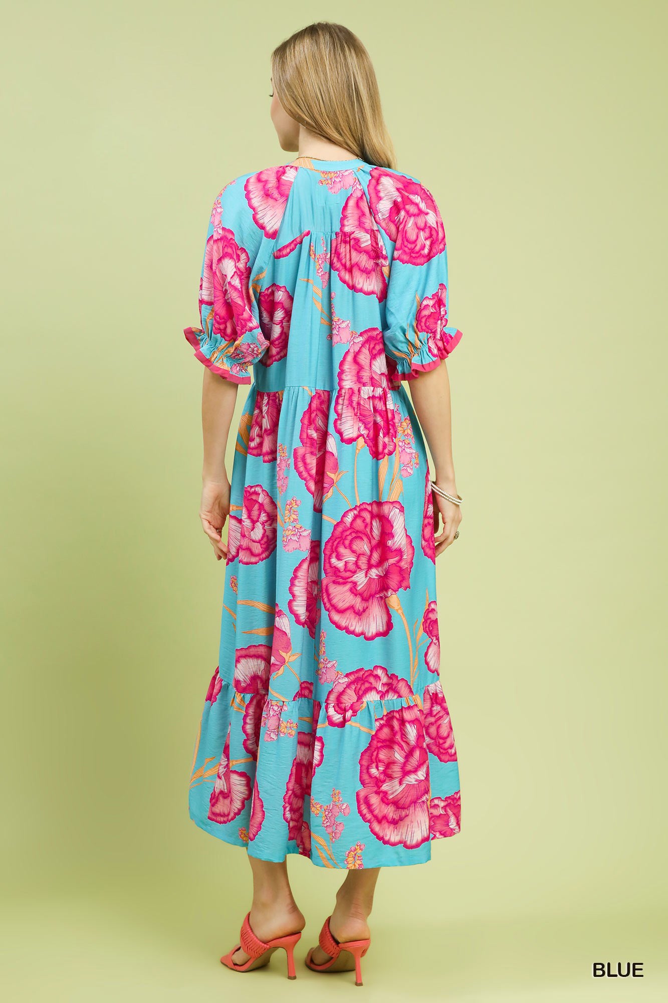 Umgee Floral Print Midi Dress with Contrast Trim - Trendsi | Lola Mariee