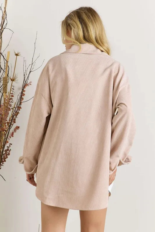 ADORA Color Block Corduroy Shacket – view 3 | Lola Mariee